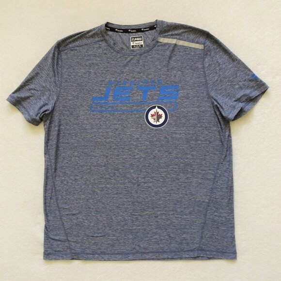 NHL Fanatics WINNIPEG JETS Hockey T-Shirt Size 2XL Blue Gray Short Sleeve - Picture 1 of 5